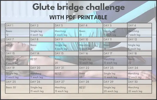 Glute Bridge Challenge My Fitness Planner