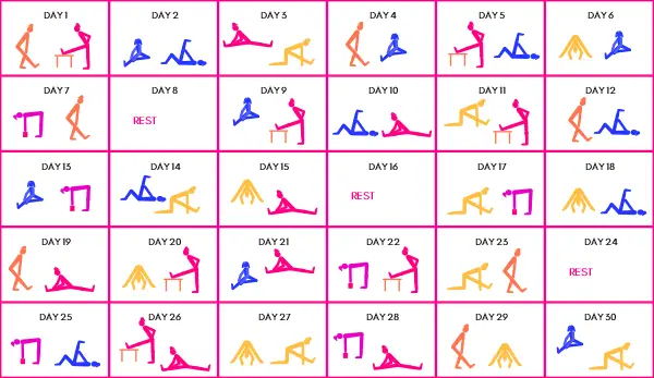 Hamstring stretch challenge chart 
