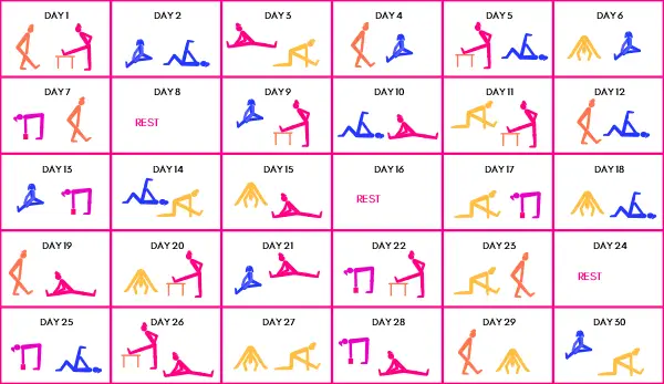 Hamstring stretch challenge daily stretch chart