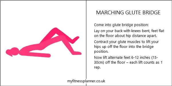 Marching glute bridge