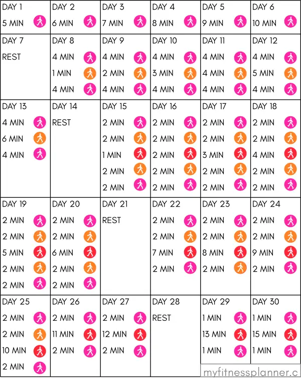 30 day walking challenge full chart
