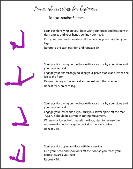 Lower ab exercises for beginners printable