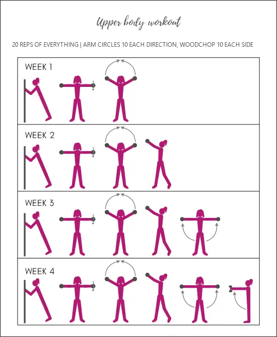 Beginner upper body workout female printable PDF