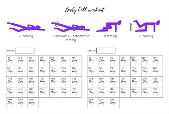 Daily butt workout with schedule