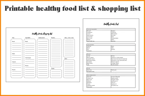 Healthy food list PDF