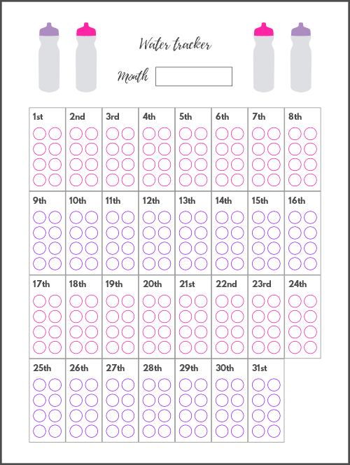Printable water tracker PDF to log your daily water intake