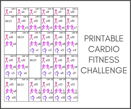 Printable 30 day cardio challenge