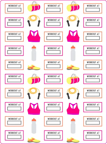 Printable workout stickers