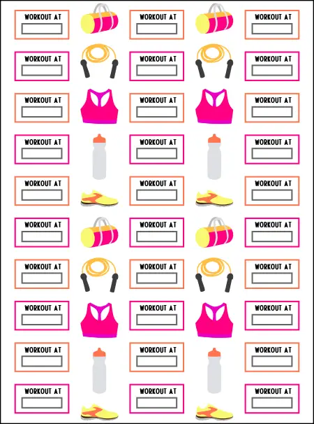 Workout stickers printable