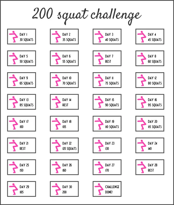 200 squat challenge printable