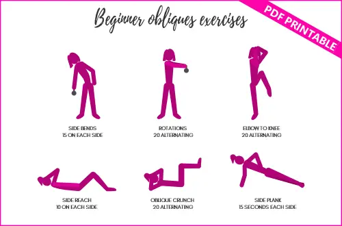 Oblique exercises for beginners printable PDF