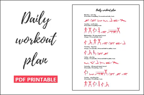 Printable daily workout plan