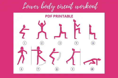 Lower body circuit workout PDF chart