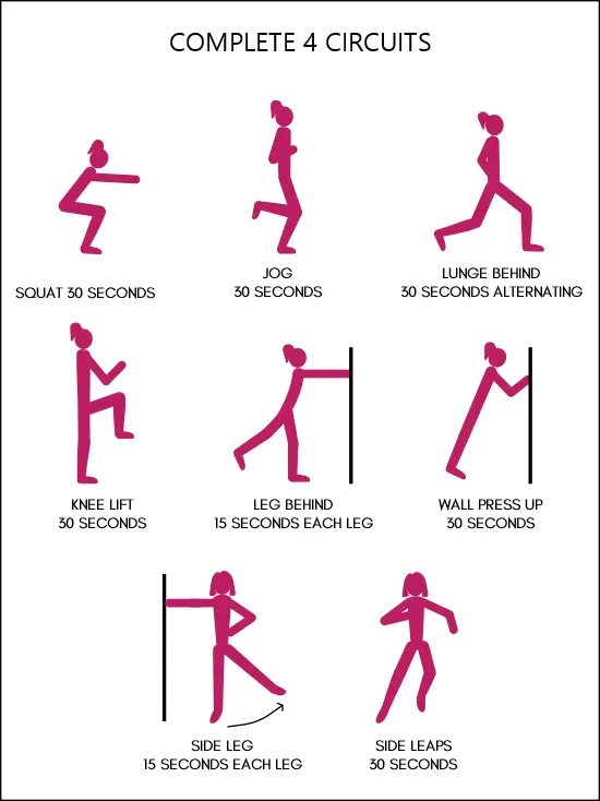 Beginner circuit workout exercise chart