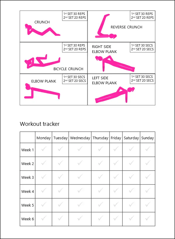 Daily ab workout PDF printable 1909