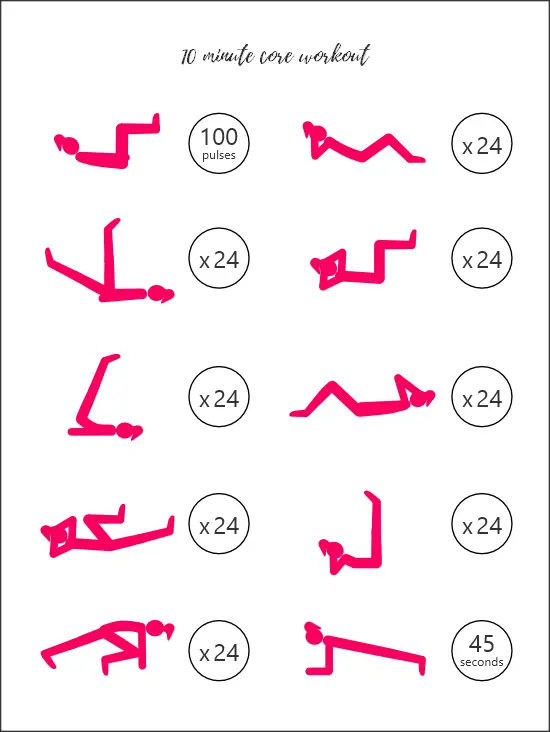 10 minute core workout printable