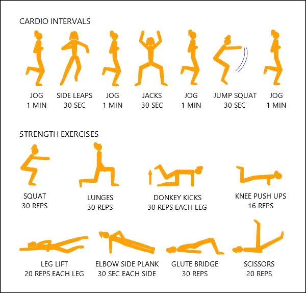 30 minute at home workout full workout chart