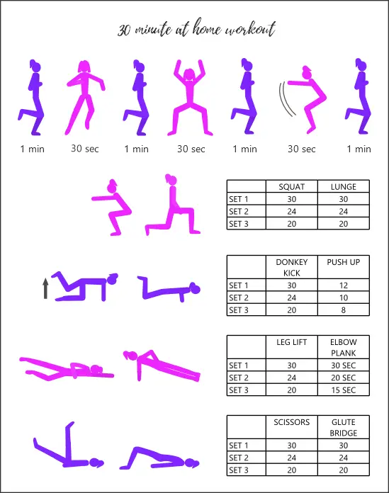 30 minute at home workout printable