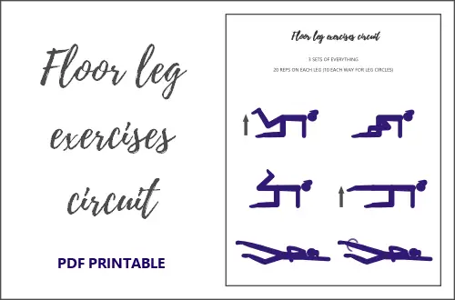 Floor leg exercises circuit printable PDF