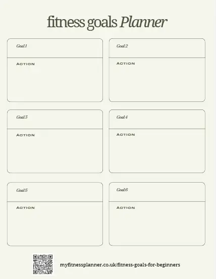Fitness goals for beginners planner